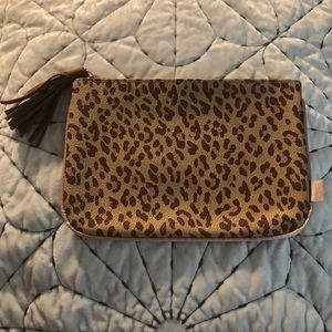 Ipsy leopard print cosmetic bag clutch tassel zip